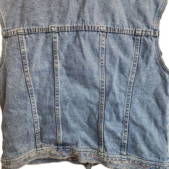 L.A. Blues Vintage Embellished Cotton Denim Vest Pleated Size XL One Of A Kind - Picture 12 of 14